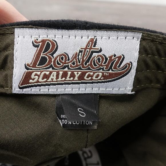 Boston Scally Co Hat Flat Cap Fitted Mens Small Black Camo Brim Ivy Olive - Picture 10 of 11